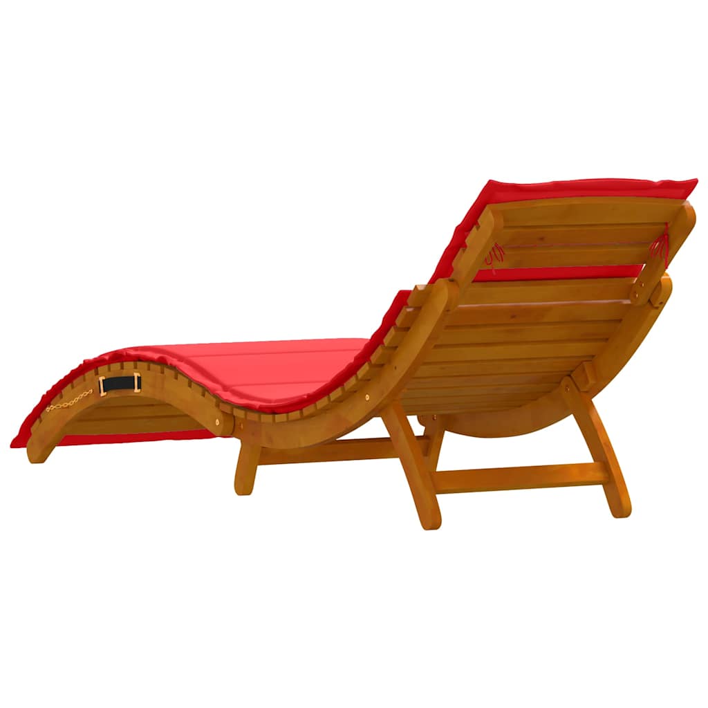 Sonnenliege mit Kissen 2 pcs Rot Massivholz Akazie