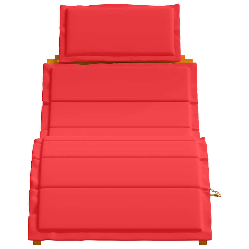 Sonnenliege mit Kissen 2 pcs Rot Massivholz Akazie