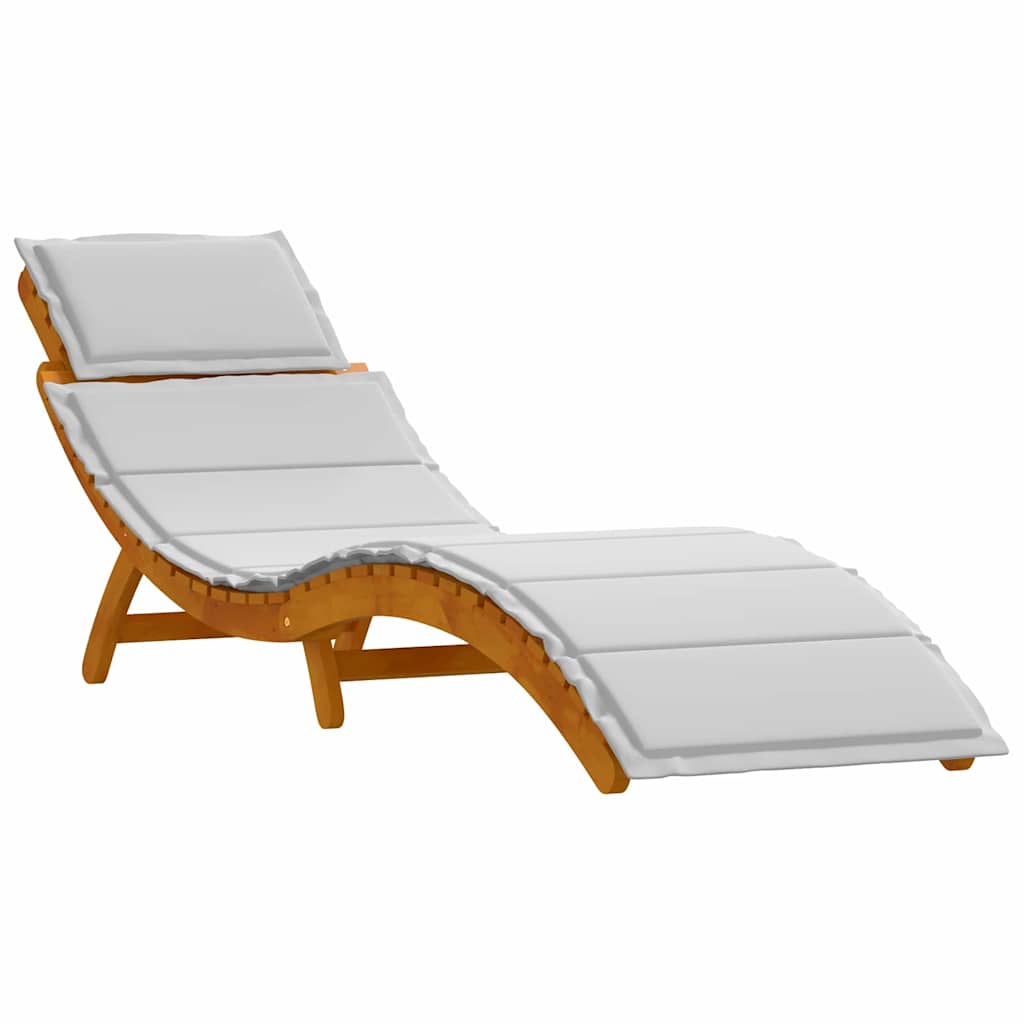 Sonnenliege mit Kissen 2 pcs Hellgrau Massivholz Akazie