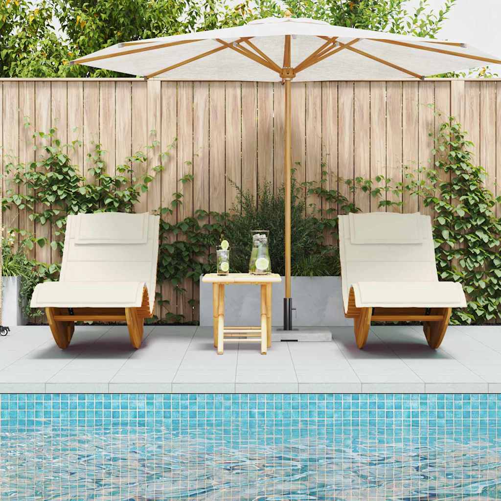 Sonnenliege mit Kissen 2-Person 2 pcs Braun Massivholz Akazie