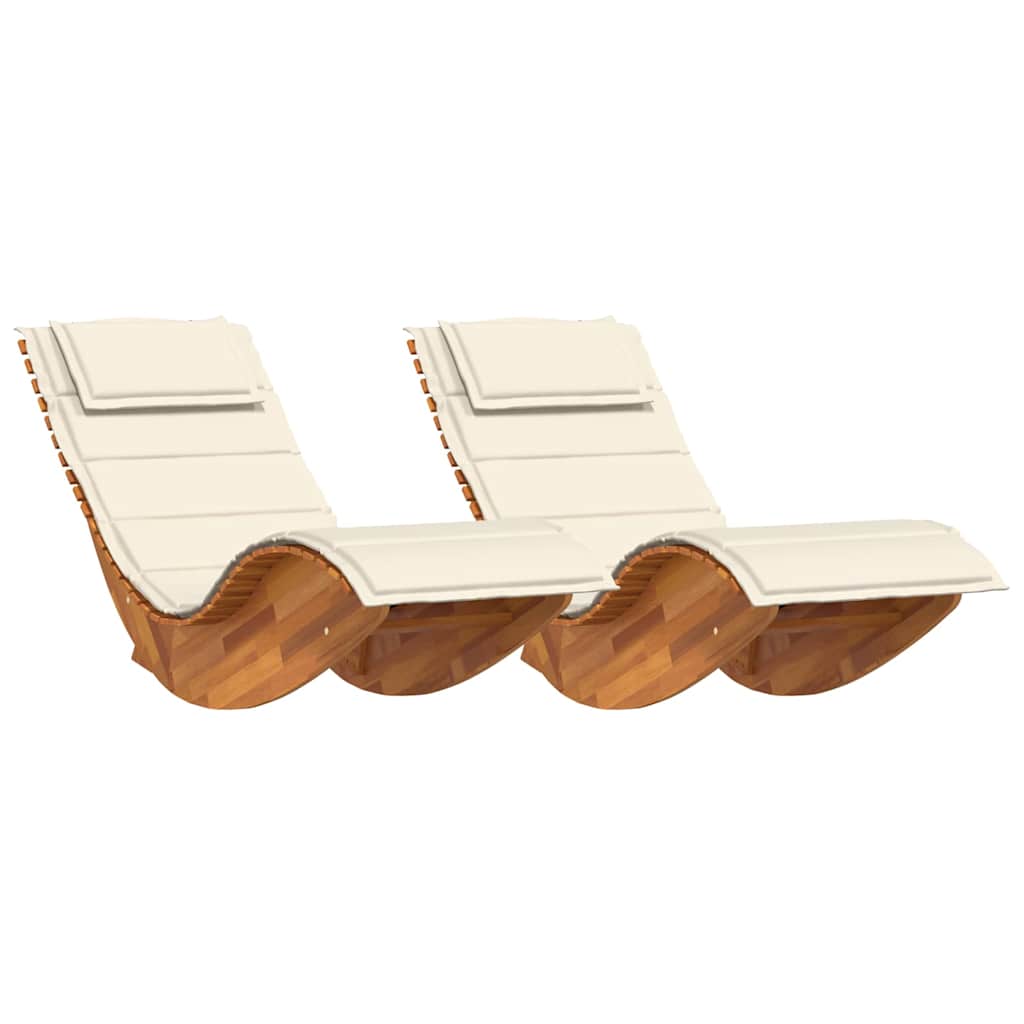 Sonnenliege mit Kissen 2-Person 2 pcs Braun Massivholz Akazie