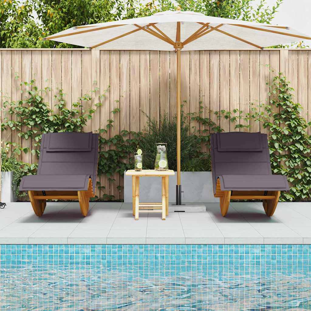 Sonnenliege mit Kissen 2-Person 2 pcs Braun Massivholz Akazie