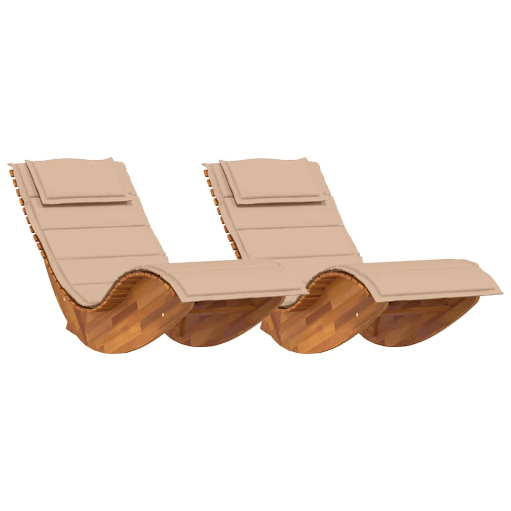 Sonnenliege mit Kissen 2-Person 2 pcs Braun Massivholz Akazie