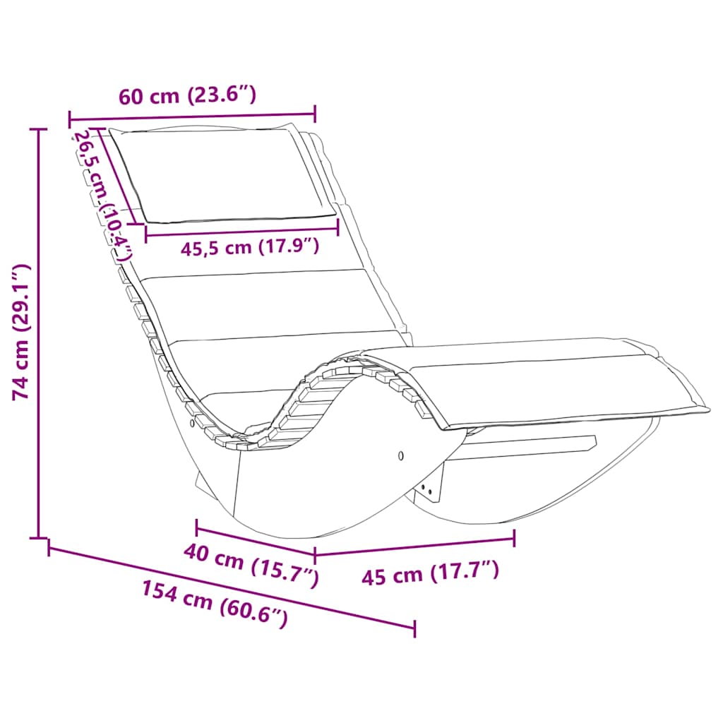 Sonnenliege mit Kissen 2-Person 2 pcs Braun Massivholz Akazie