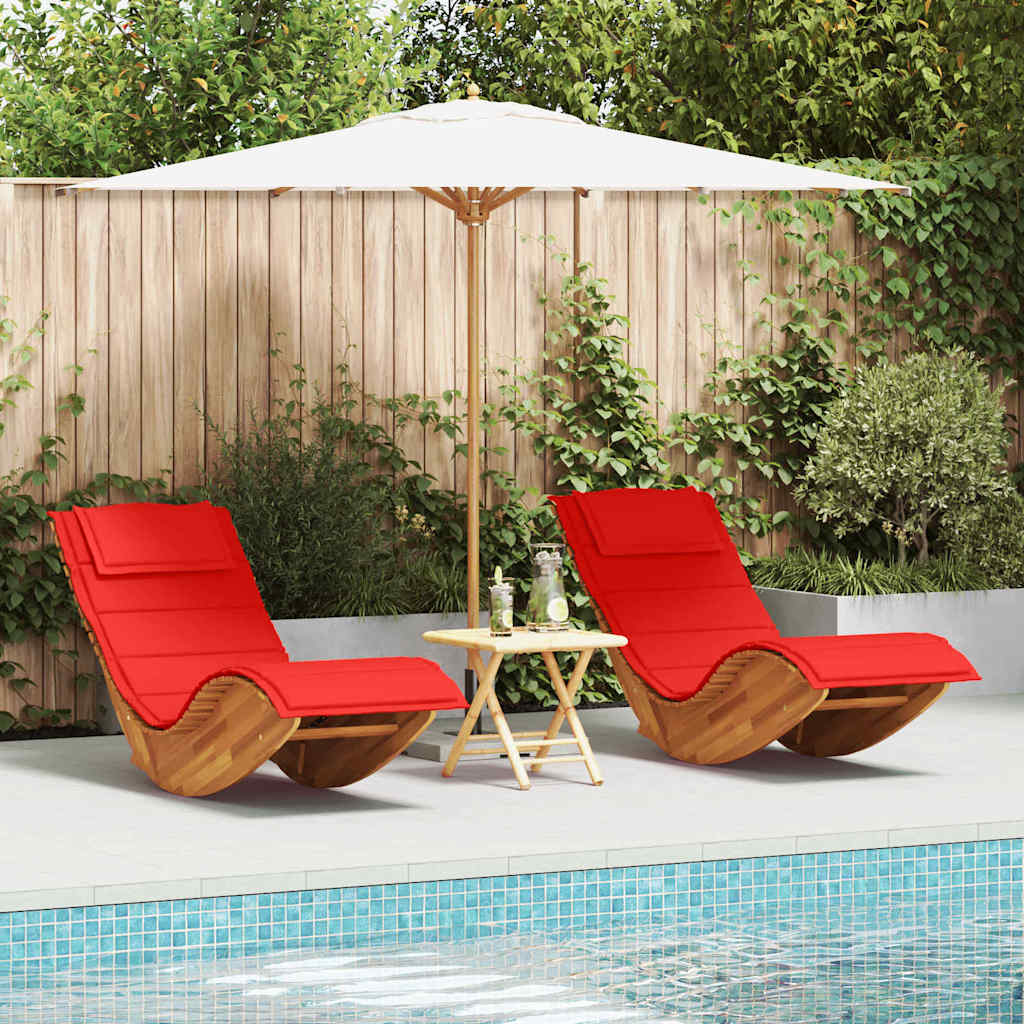 Sonnenliege mit Kissen 2-Person 2 pcs Braun Massivholz Akazie