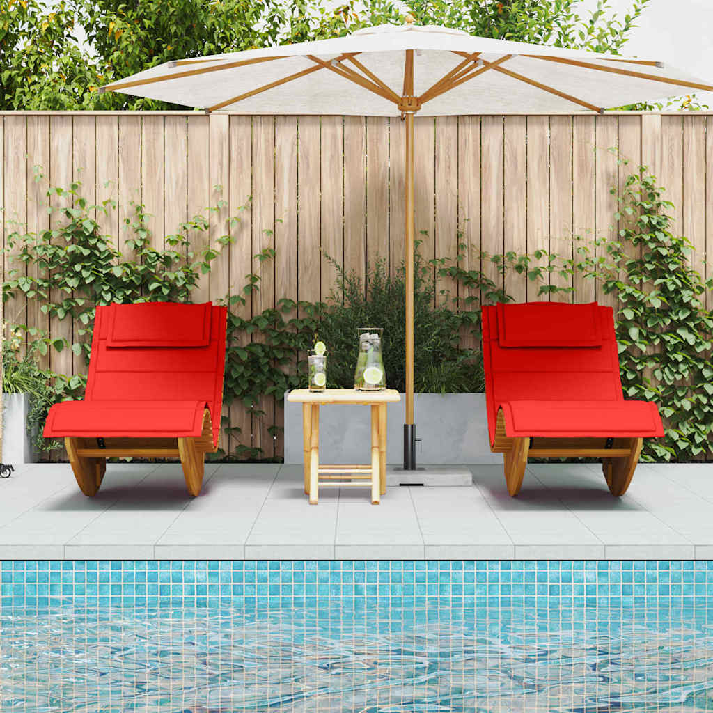 Sonnenliege mit Kissen 2-Person 2 pcs Braun Massivholz Akazie