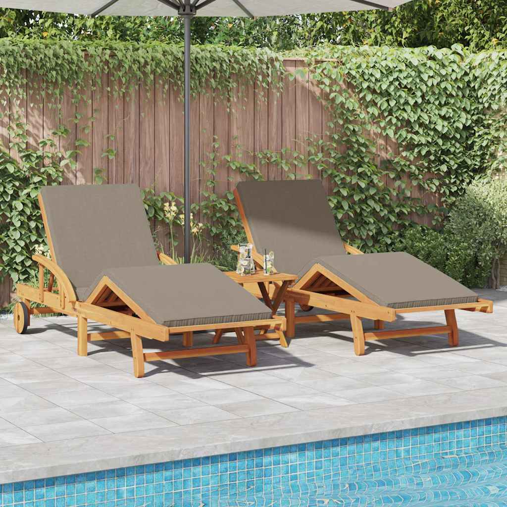 Sonnenliege 2 pcs Taupe 200 x 67 x 84 cm Massivholz Akazie