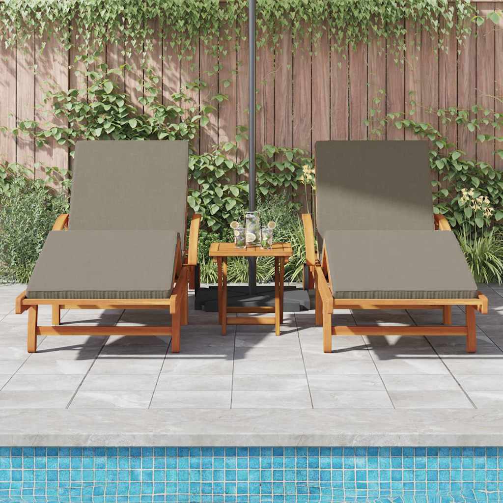Sonnenliege 2 pcs Taupe 200 x 67 x 84 cm Massivholz Akazie
