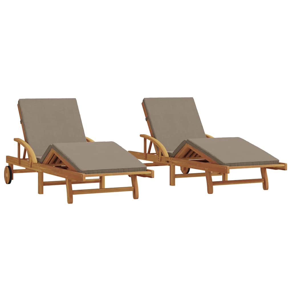 Sonnenliege 2 pcs Taupe 200 x 67 x 84 cm Massivholz Akazie