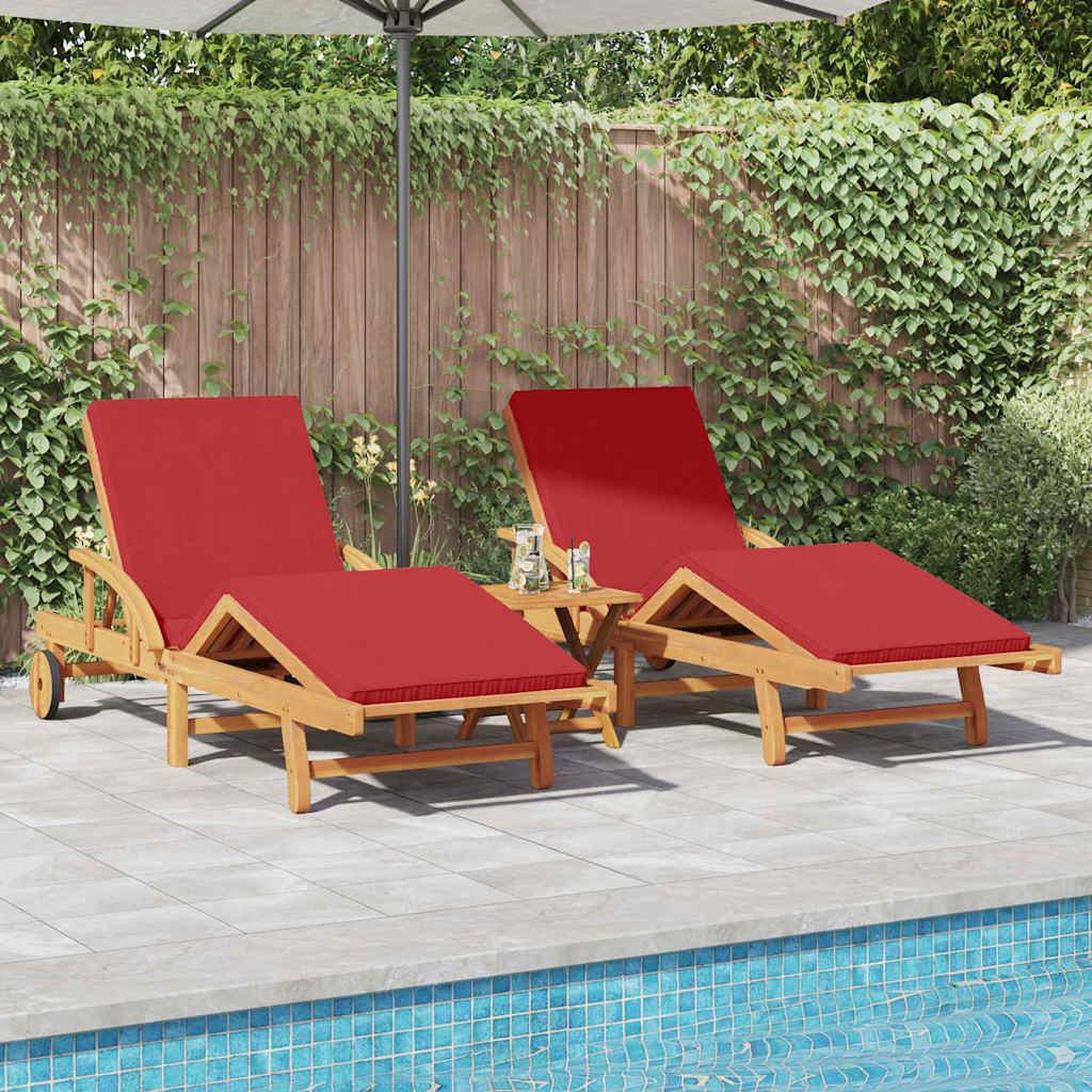 Sonnenliege 2 pcs Rot 200 x 67 x 84 cm Massivholz Akazie