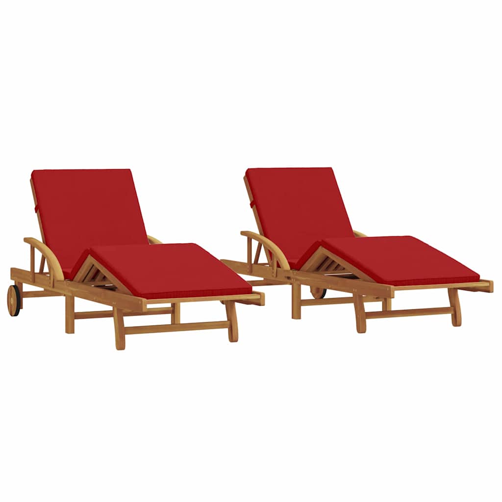 Sonnenliege 2 pcs Rot 200 x 67 x 84 cm Massivholz Akazie
