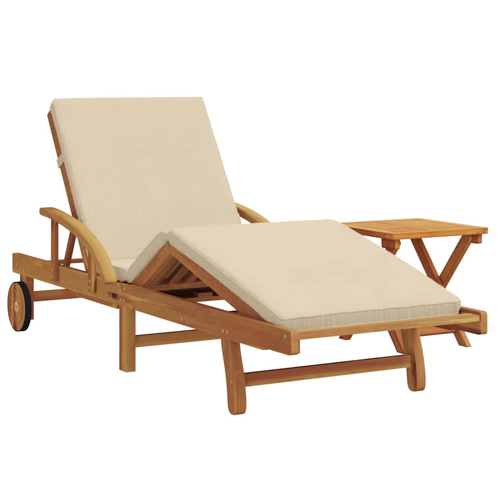 Sonnenliege 2 pcs Beige 200 x 67 x 84 cm Massivholz Akazie