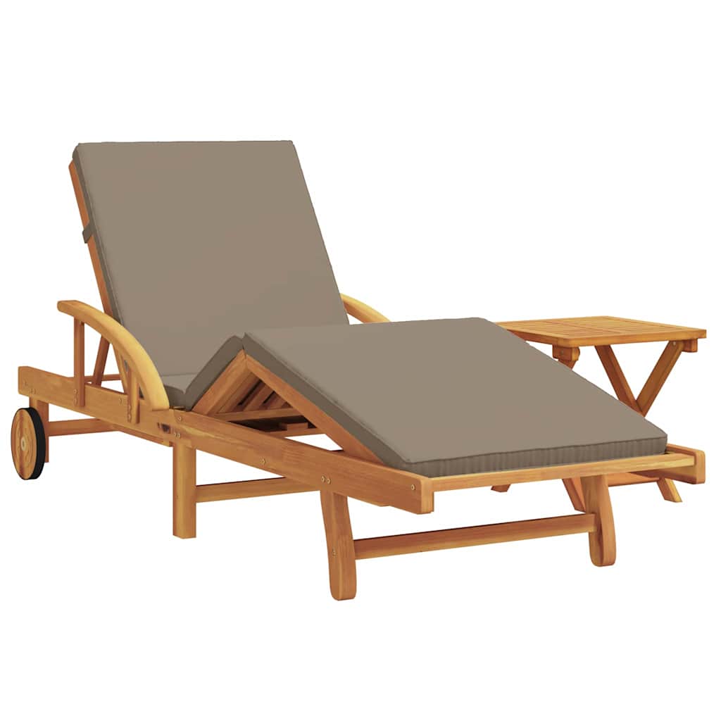 Sonnenliege 2 pcs Taupe 200 x 67 x 84 cm Massivholz Akazie
