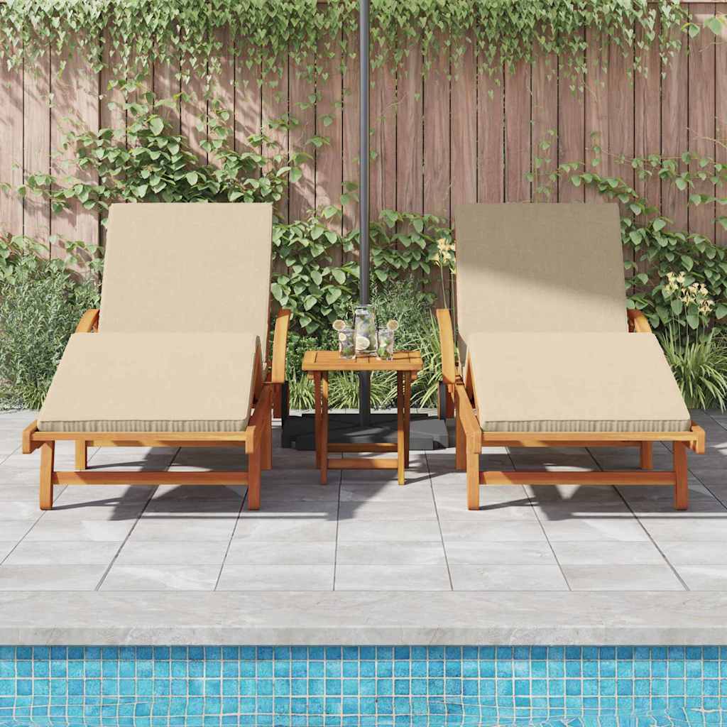 Sonnenliege 3 pcs Beige 200 x 67 x 84 cm Massivholz Akazie