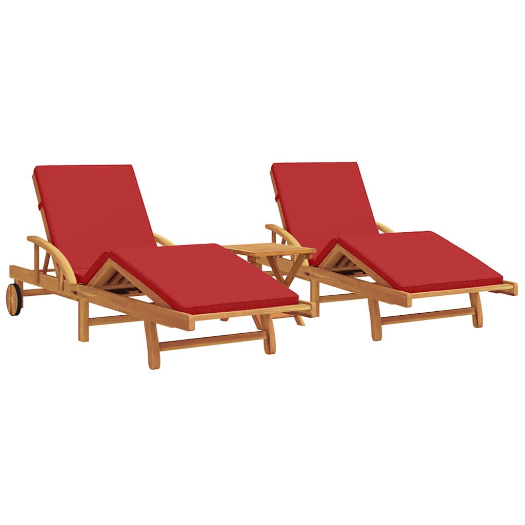 Sonnenliege 3 pcs Rot 200 x 67 x 84 cm Massivholz Akazie