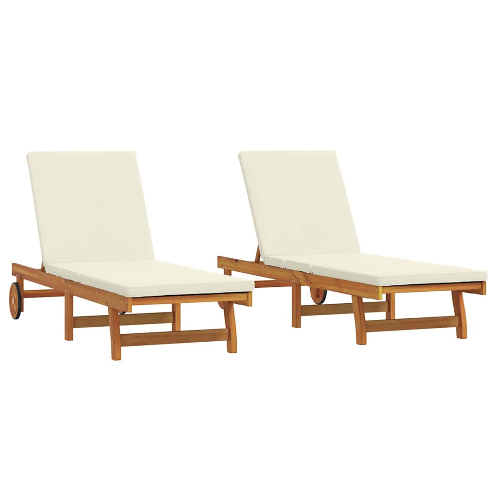 Sonnenliege 2 pcs Braun 65 x 199 x 84 cm Massivholz Akazie