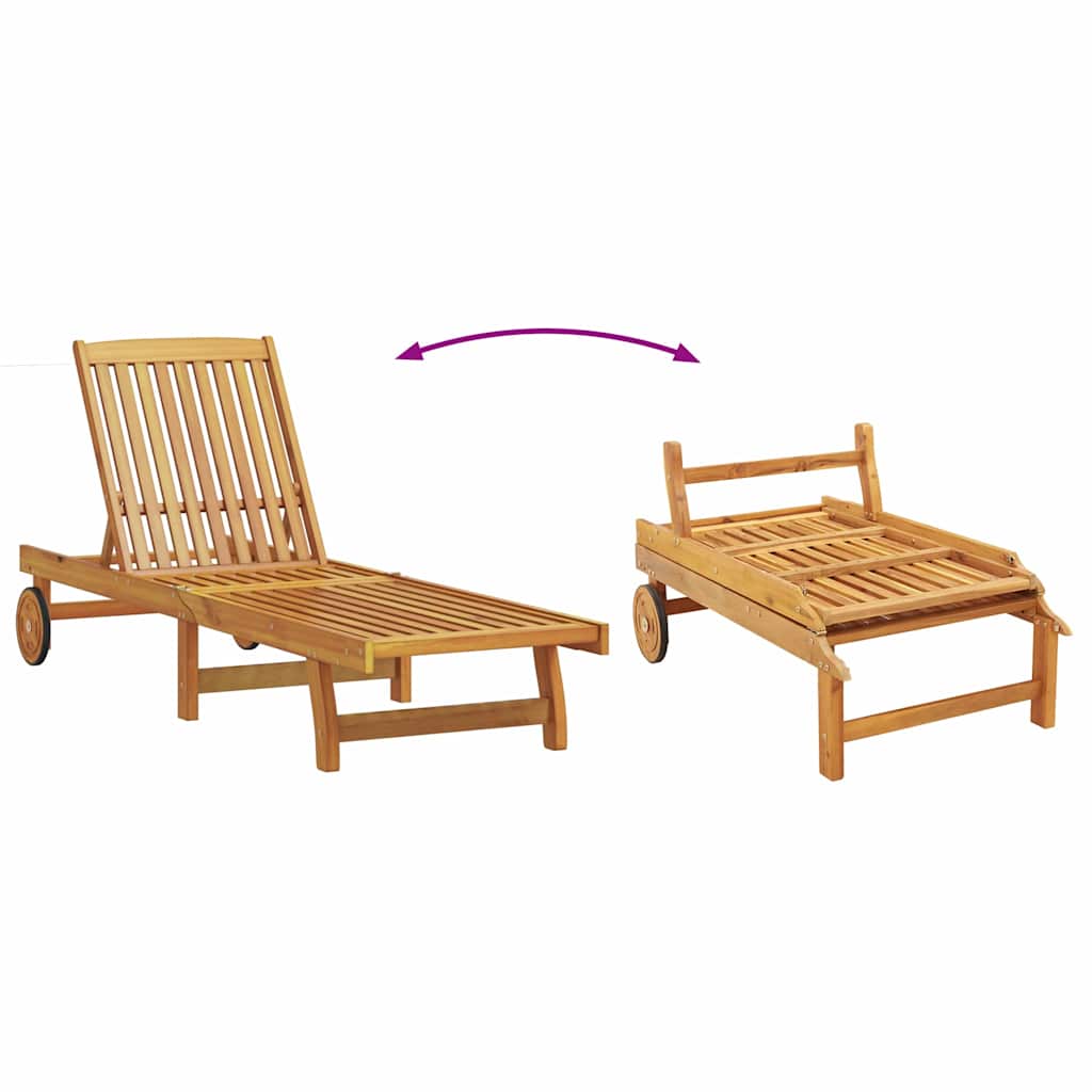 Sonnenliege 2 pcs Braun 65 x 199 x 84 cm Massivholz Akazie