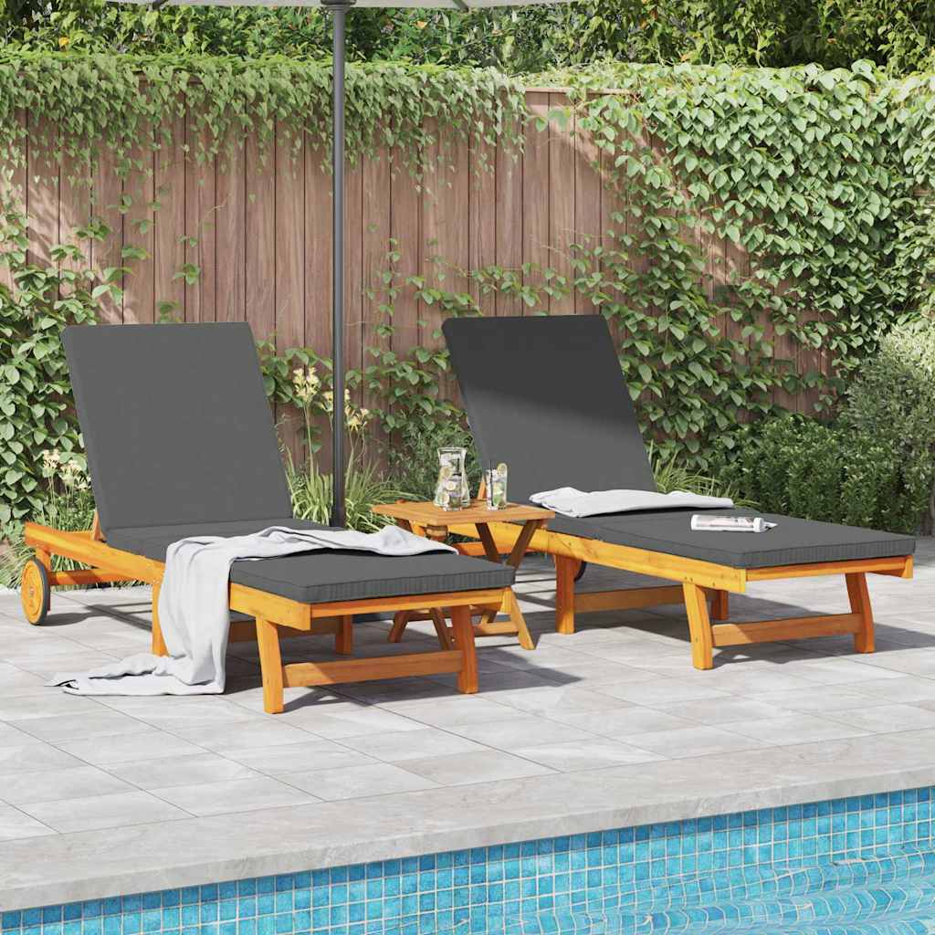 Sonnenliege 2 pcs Braun 65 x 199 x 84 cm Massivholz Akazie