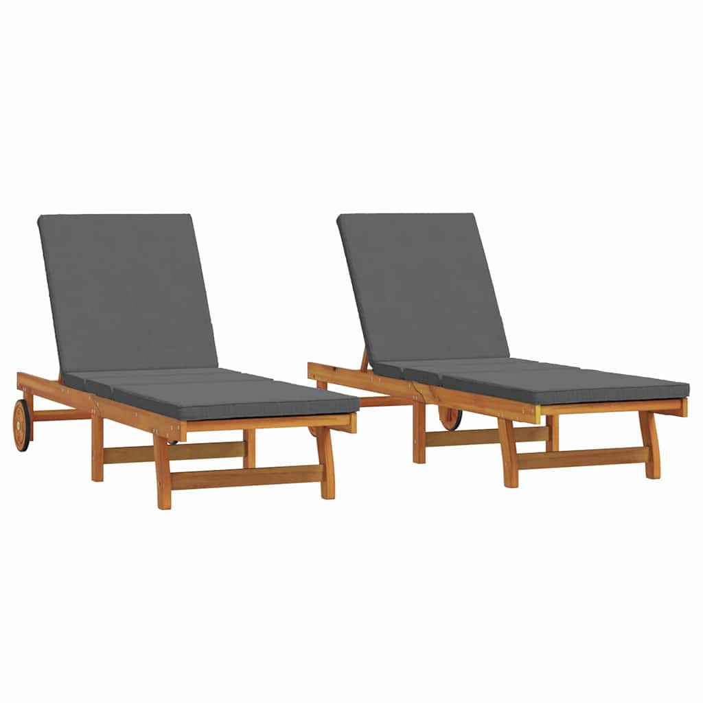 Sonnenliege 2 pcs Braun 65 x 199 x 84 cm Massivholz Akazie