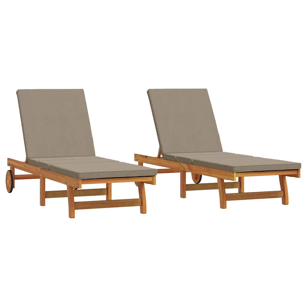Sonnenliege 2-Person 2 pcs Braun Massivholz Akazie