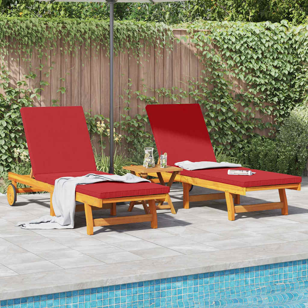 Sonnenliege 2-Person 2 pcs Braun Massivholz Akazie