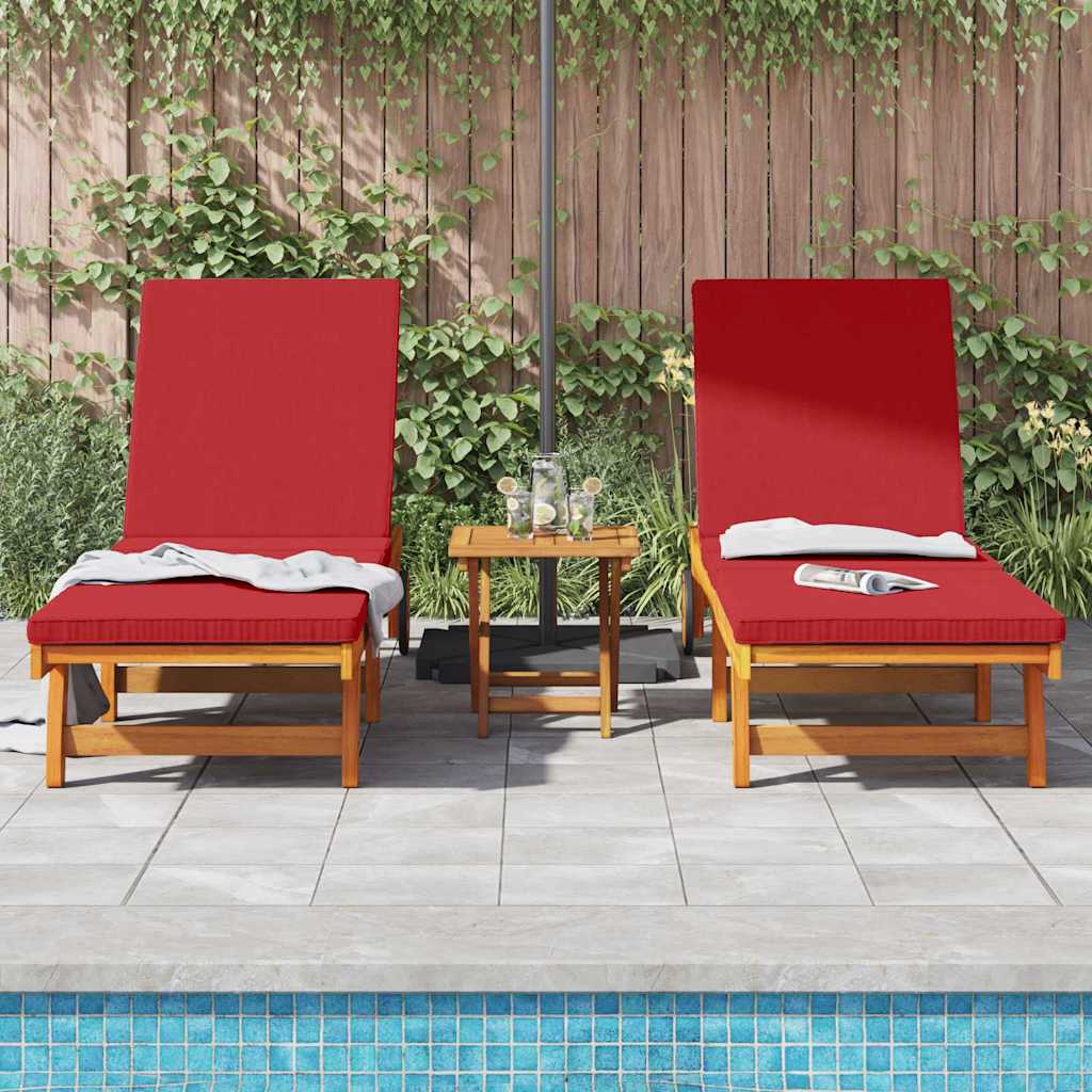 Sonnenliege 2-Person 2 pcs Braun Massivholz Akazie