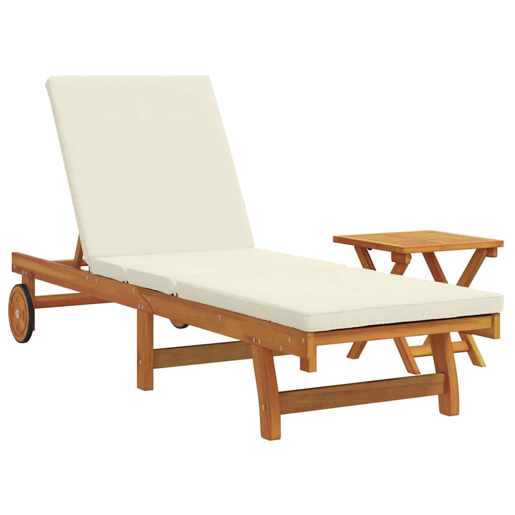 Sonnenliege 1-Person 2 pcs Braun Massivholz Akazie