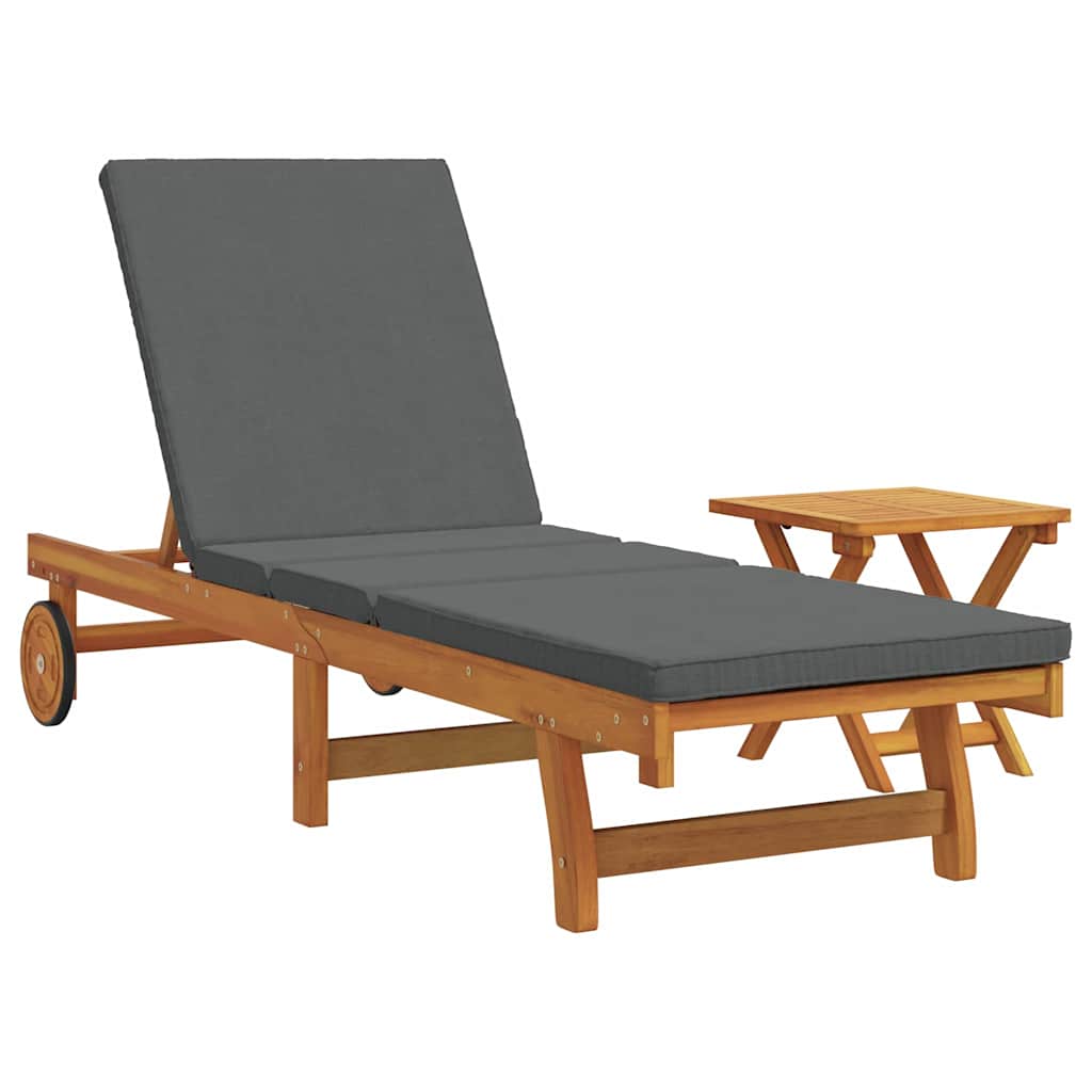 Sonnenliege 1-Person 2 pcs Braun Massivholz Akazie
