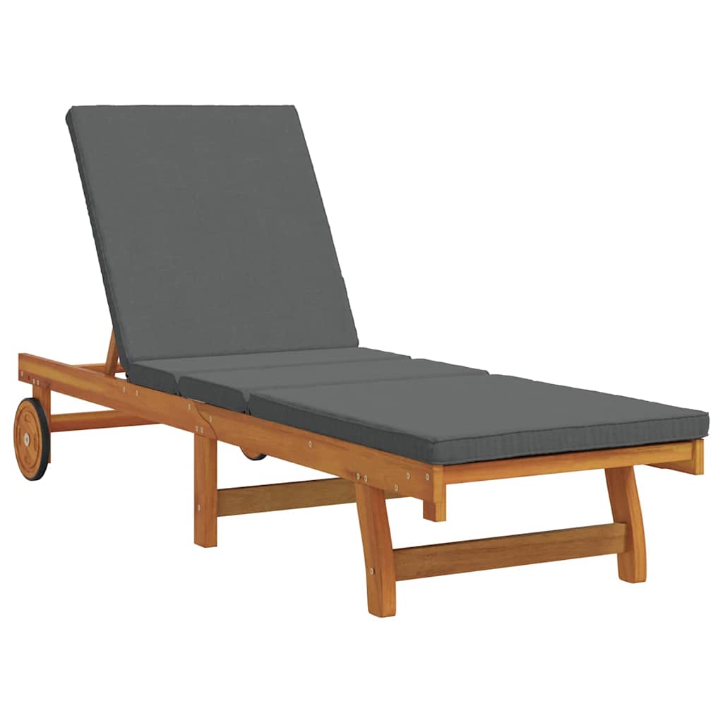 Sonnenliege 1-Person 2 pcs Braun Massivholz Akazie