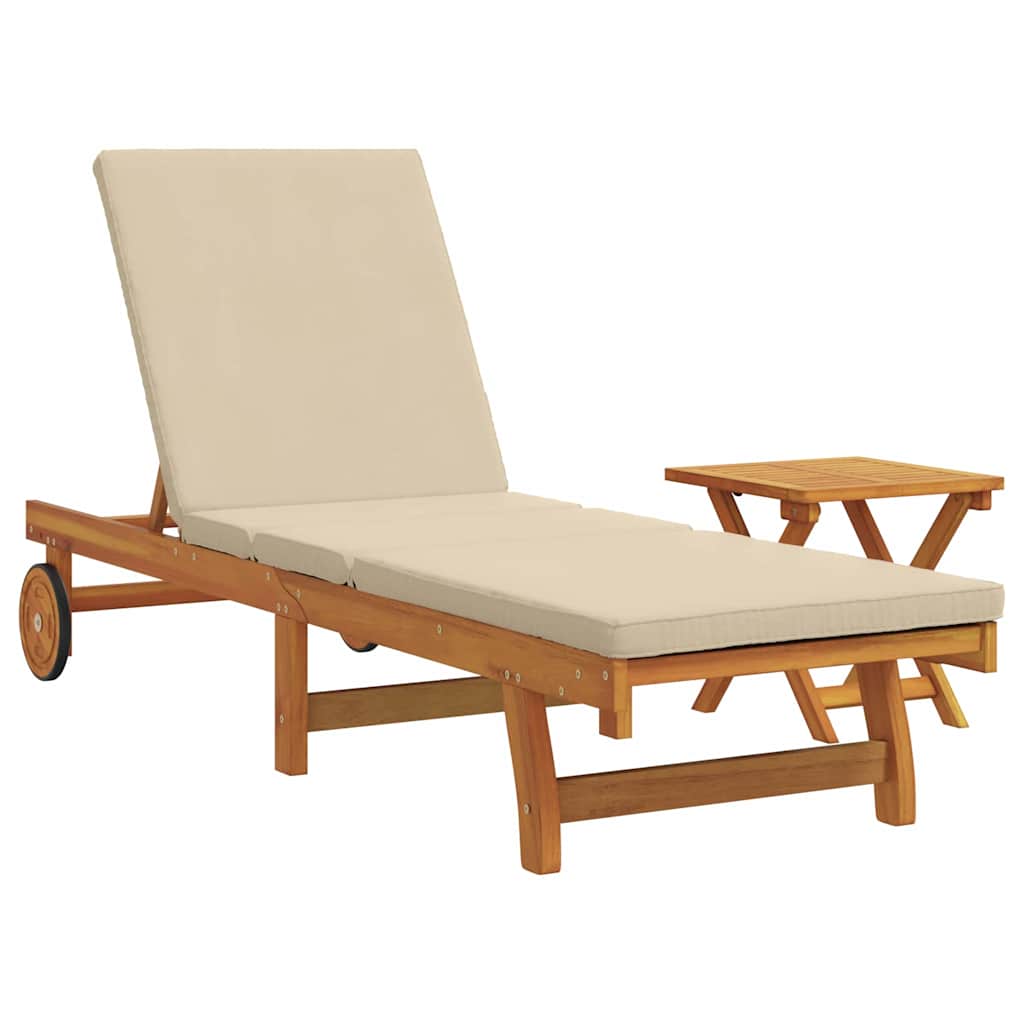 Sonnenliege 1-Person 2 pcs Braun Massivholz Akazie
