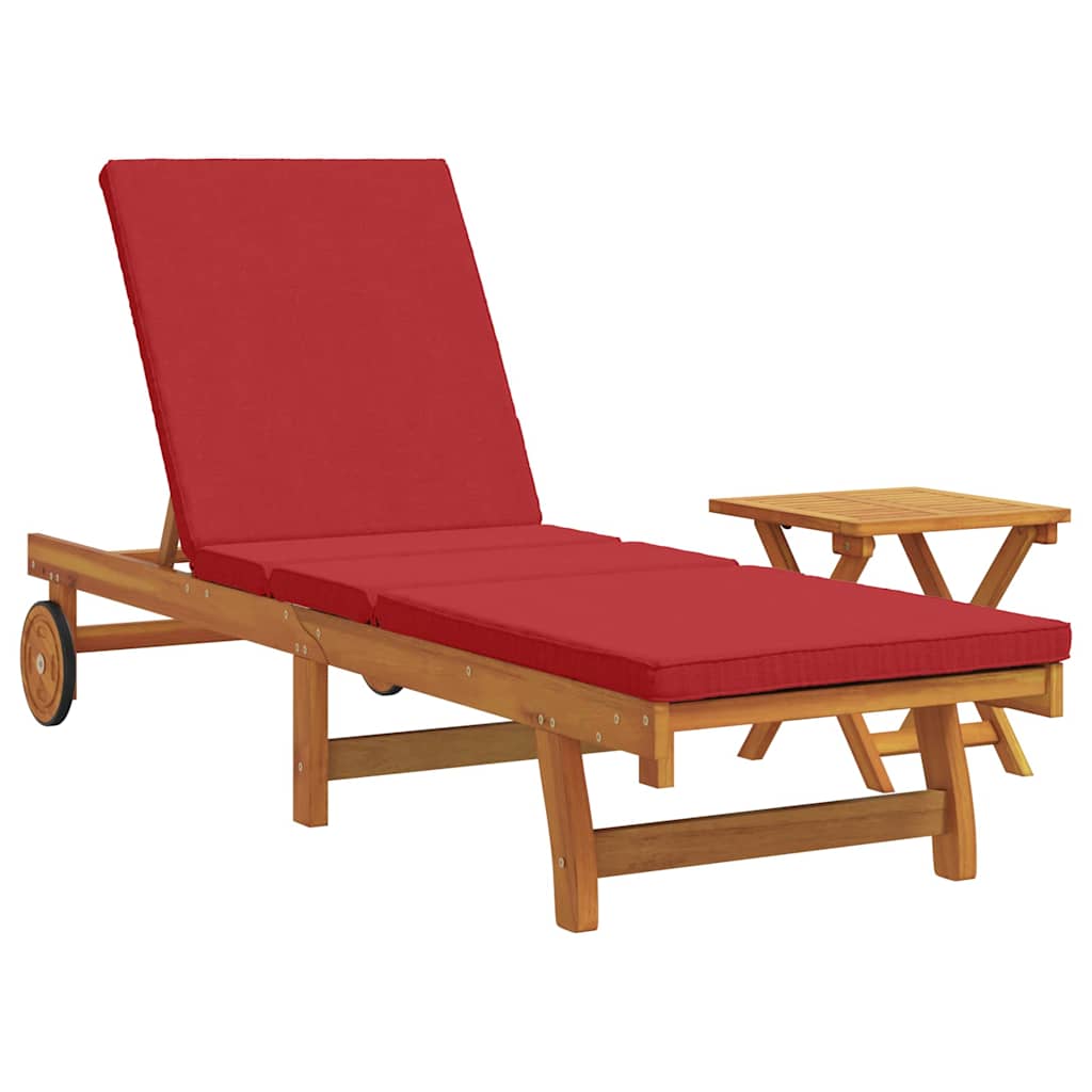 Sonnenliege 1-Person 2 pcs Braun Massivholz Akazie