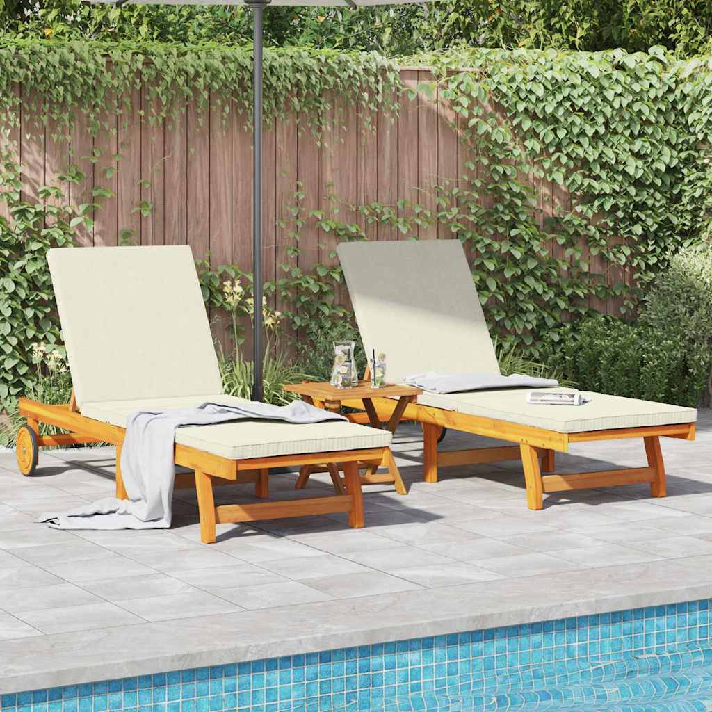 Sonnenliege 2-Person 3 pcs Braun Massivholz Akazie