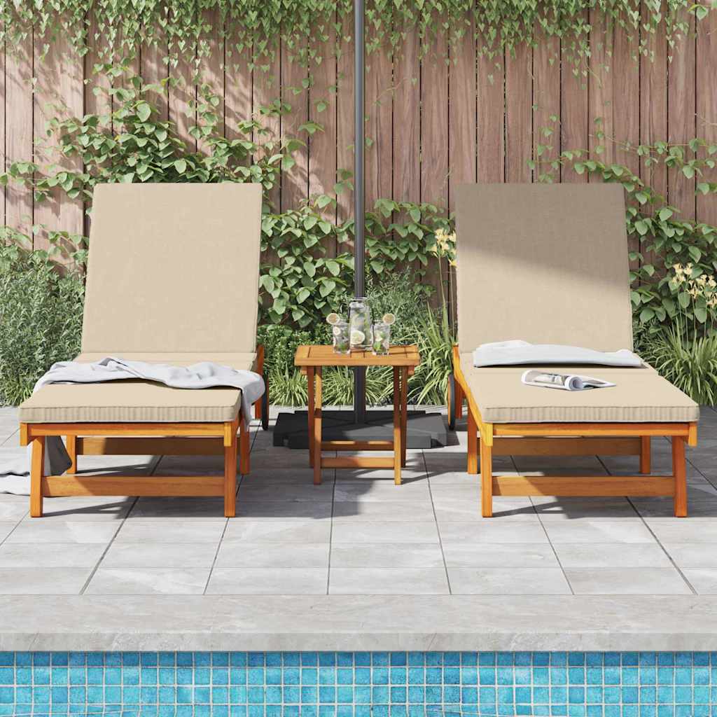 Sonnenliege 2-Person 3 pcs Braun Massivholz Akazie