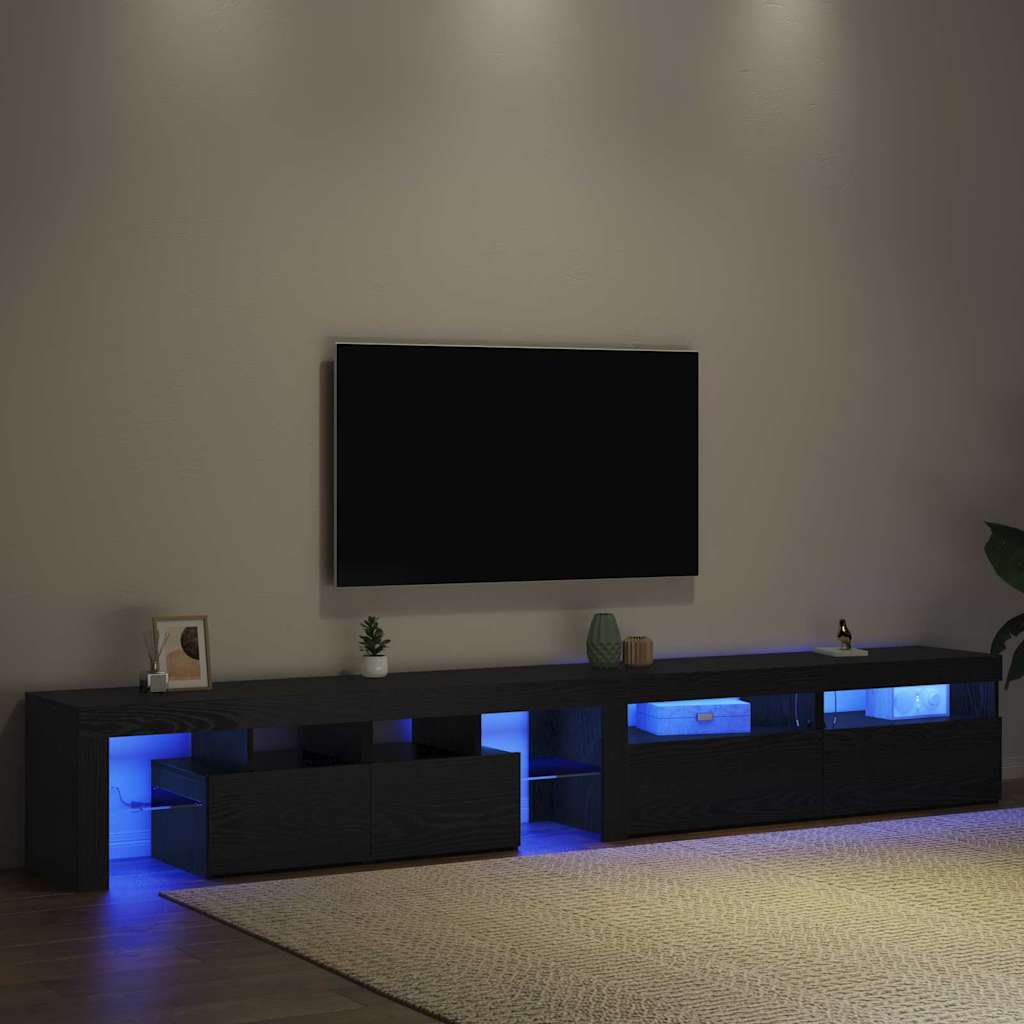 TV-Schränk mit LED 3 pcs Schwarz Eichen-Optik 260 x 37 x 40 cm