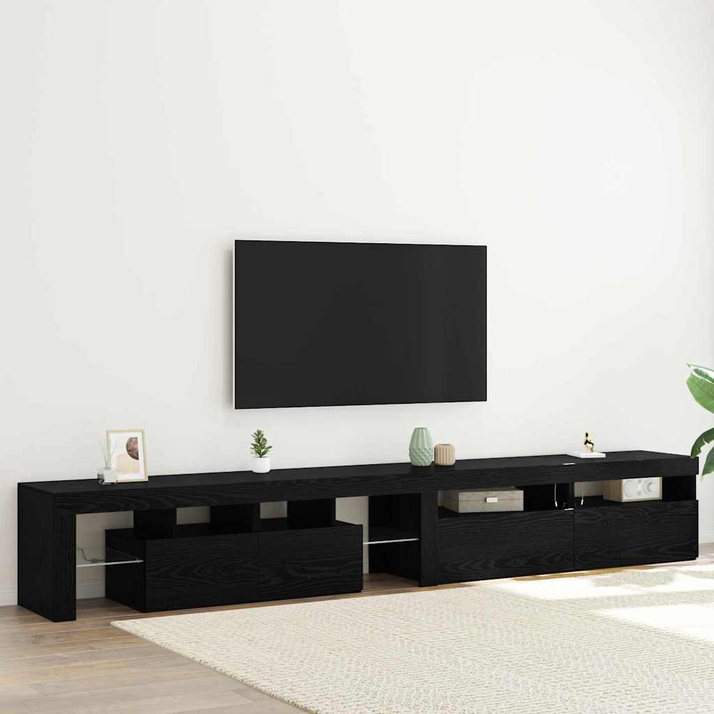 TV-Schränk mit LED 3 pcs Schwarz Eichen-Optik 260 x 37 x 40 cm