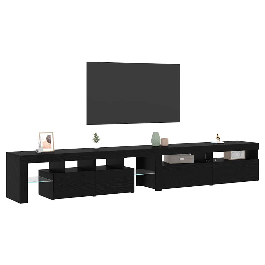 TV-Schränk mit LED 3 pcs Schwarz Eichen-Optik 260 x 37 x 40 cm