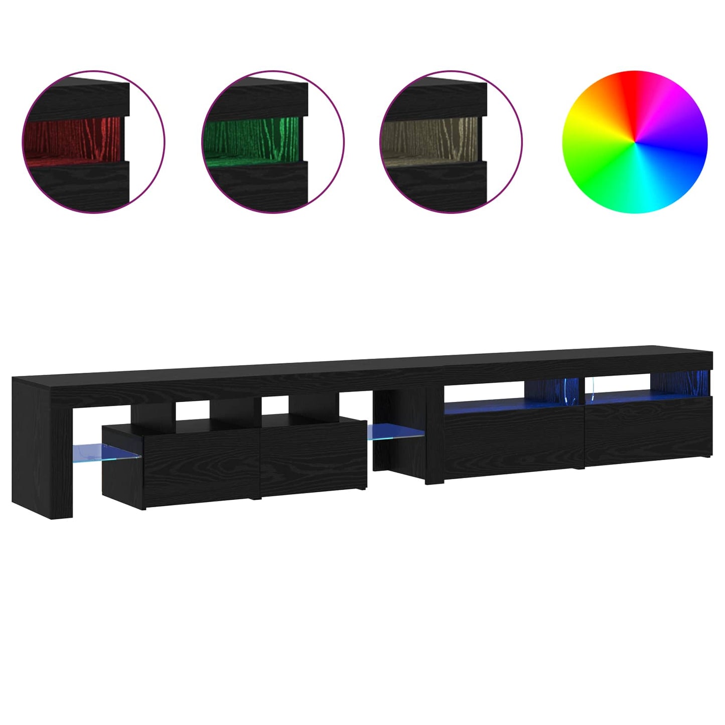 TV-Schränk mit LED 3 pcs Schwarz Eichen-Optik 260 x 37 x 40 cm