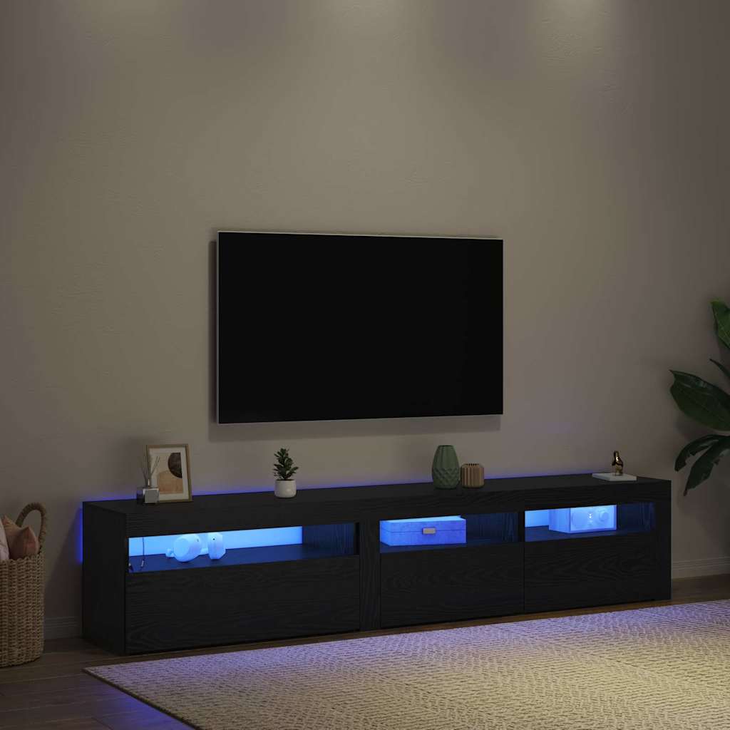 TV-Schränk 2 pcs Schwarz Eichen-Optik 195 x 35 x 40 cm