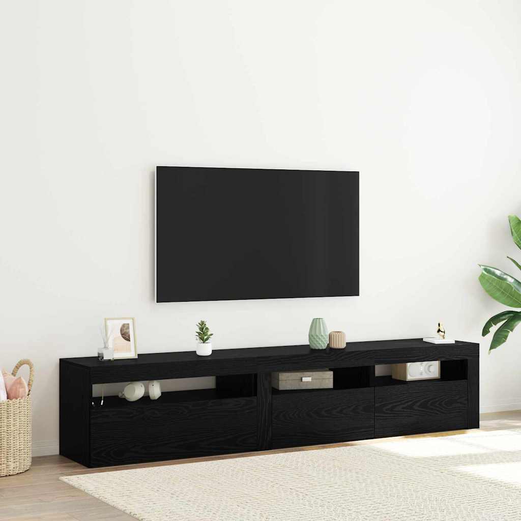 TV-Schränk 2 pcs Schwarz Eichen-Optik 195 x 35 x 40 cm