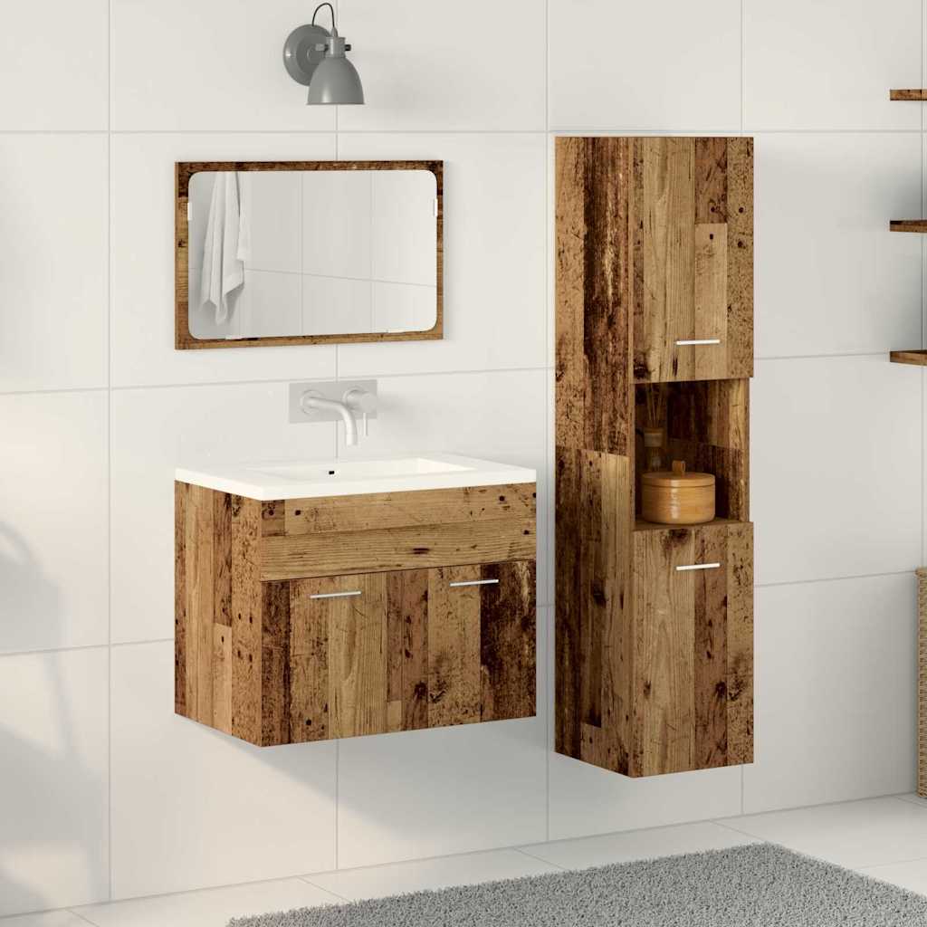 Badezimmermöbel-Set Wandmontiert 3 pcs Altholz Holzwerkstoff