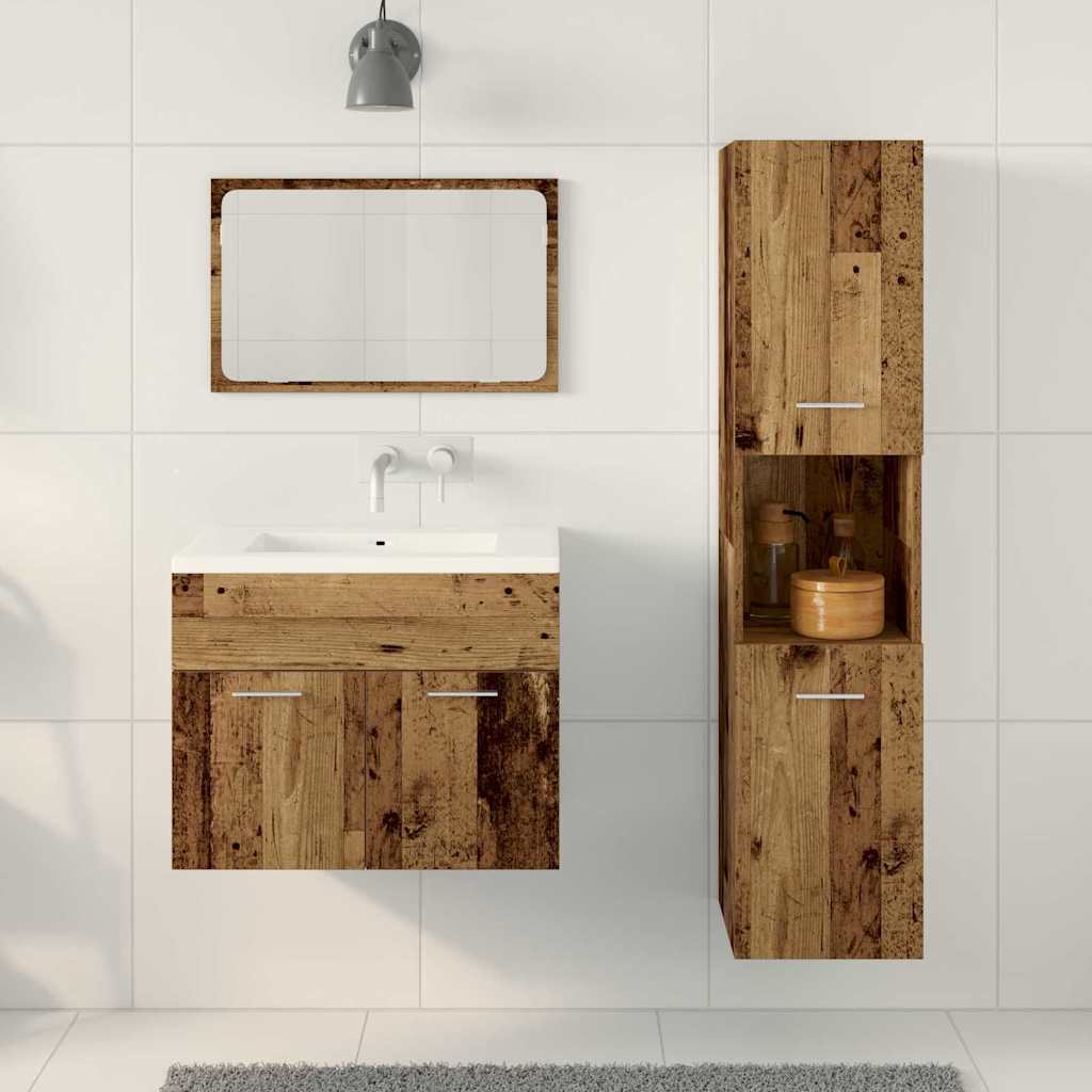 Badezimmermöbel-Set Wandmontiert 3 pcs Altholz Holzwerkstoff
