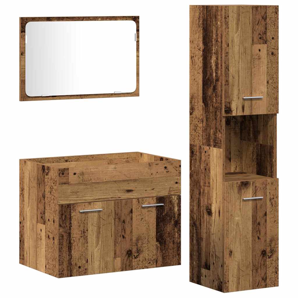 Badezimmermöbel-Set Wandmontiert 3 pcs Altholz Holzwerkstoff