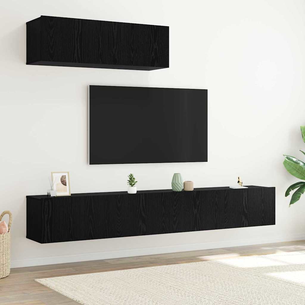 TV-Schrankset 3 pcs Schwarz Eichen-Optik Holzwerkstoff