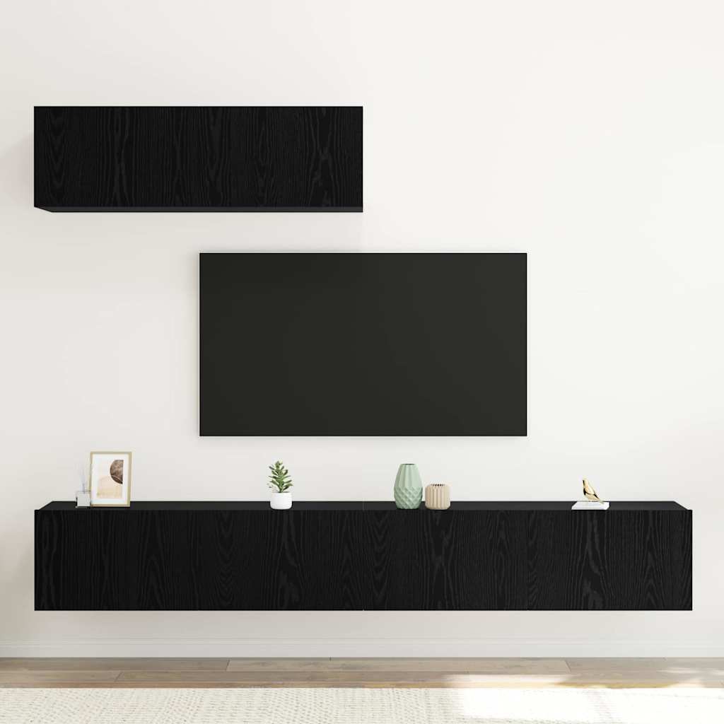 TV-Schrankset 3 pcs Schwarz Eichen-Optik Holzwerkstoff