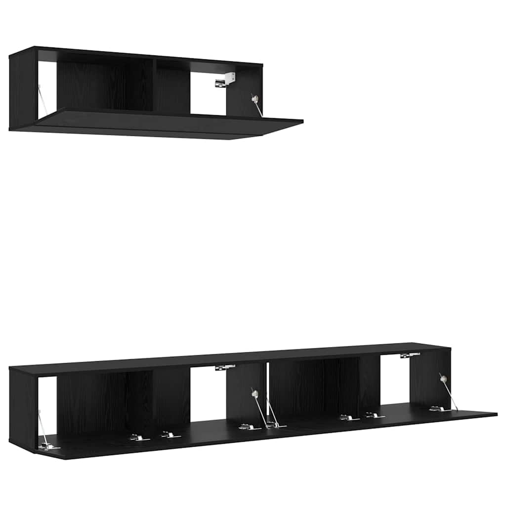 TV-Schrankset 3 pcs Schwarz Eichen-Optik Holzwerkstoff