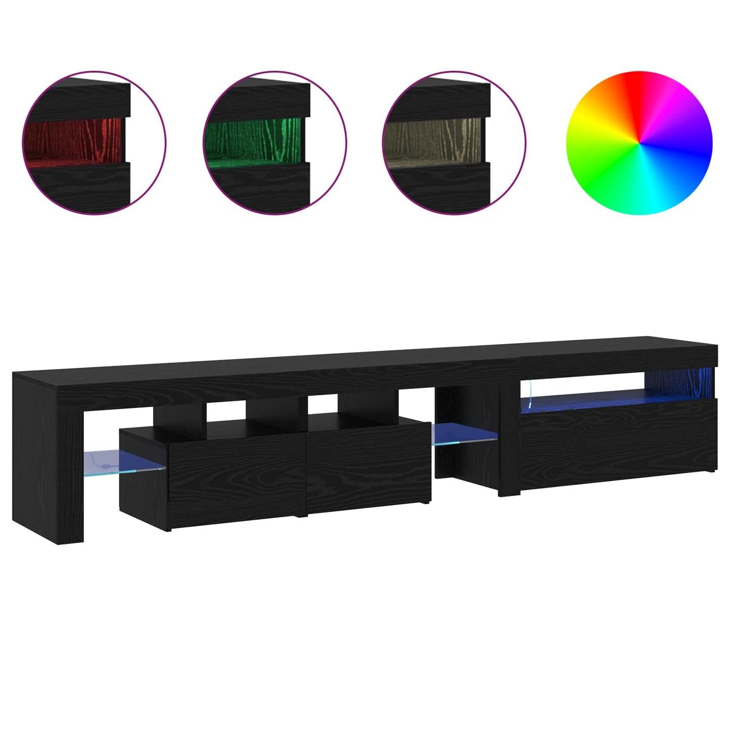 TV-Schränk 2 pcs Schwarz Eichen-Optik 215 x 36,5 x 40 cm
