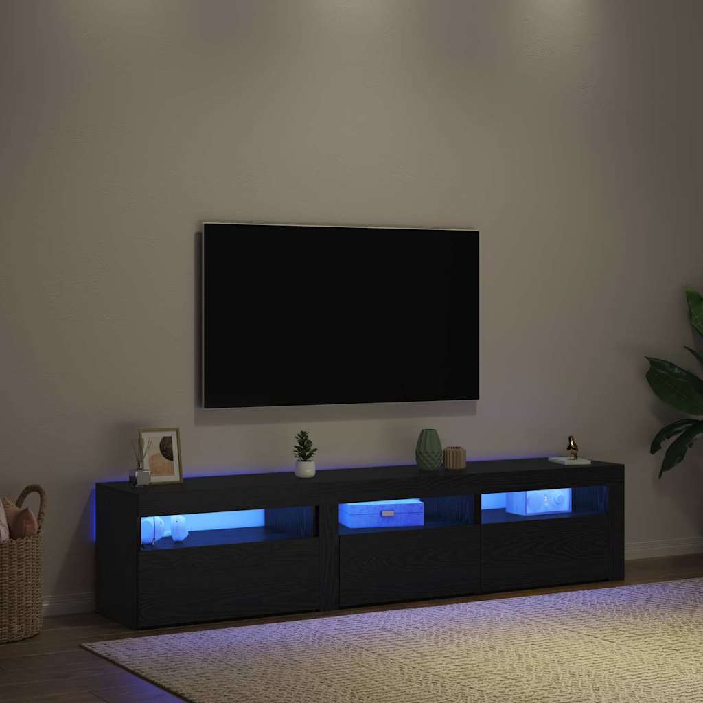 TV-Schränk 2 pcs Schwarz Eichen-Optik 180 x 35 x 40 cm