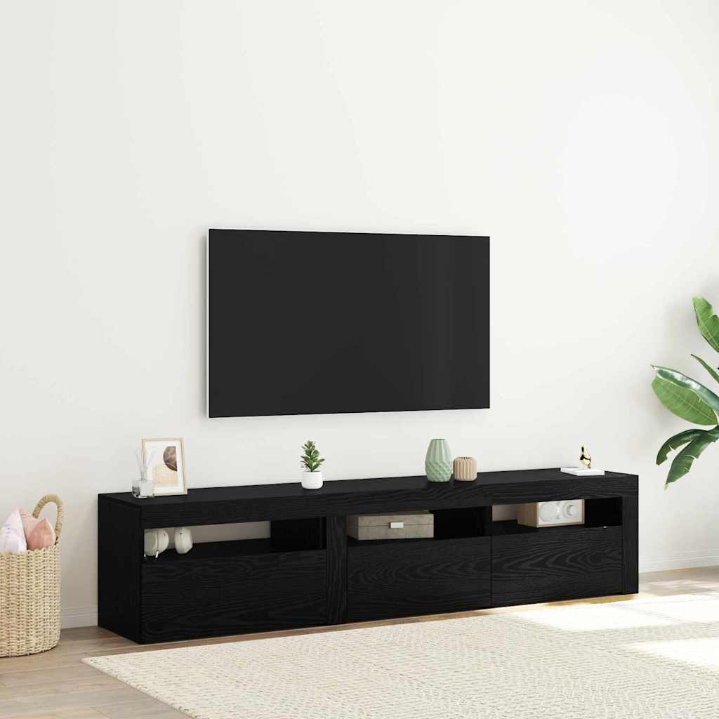 TV-Schränk 2 pcs Schwarz Eichen-Optik 180 x 35 x 40 cm