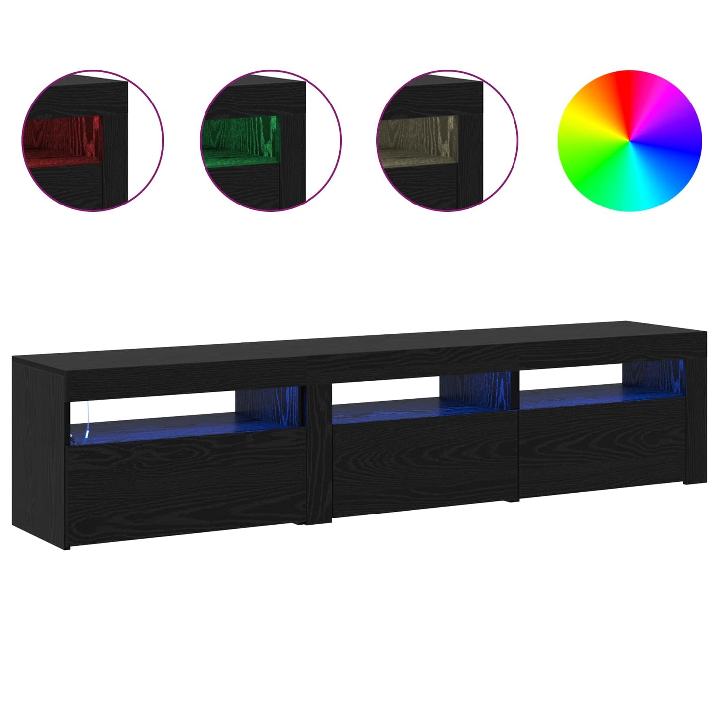 TV-Schränk 2 pcs Schwarz Eichen-Optik 180 x 35 x 40 cm
