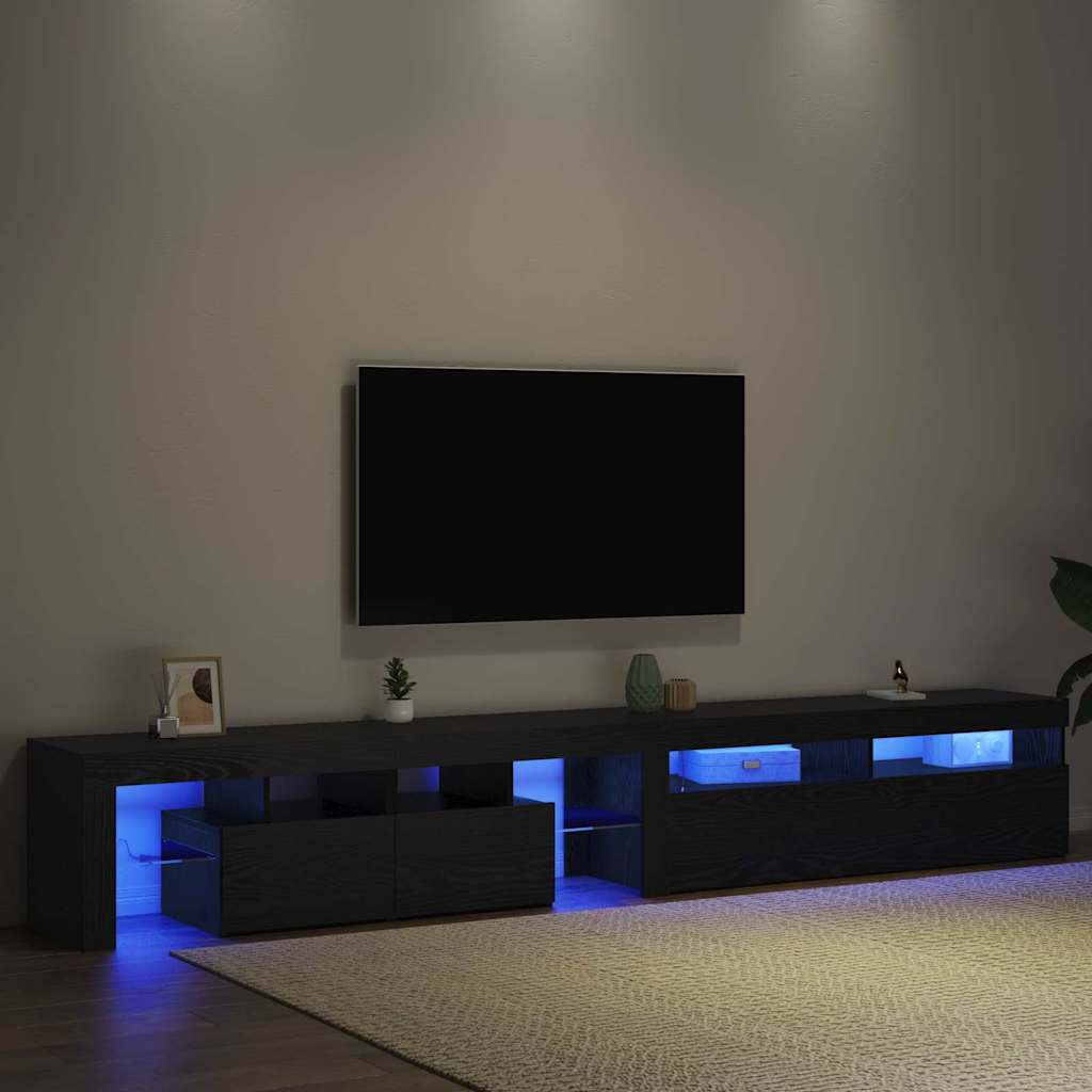 TV-Schränk mit LED 2 pcs Schwarz Eichen-Optik 260 x 37 x 40 cm